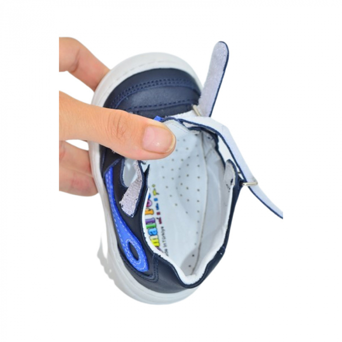 Pantofi ortopedici din piele, cu talpa flexibila, pentru baieti Small Foot, SB19A, Albastru inchis [5]