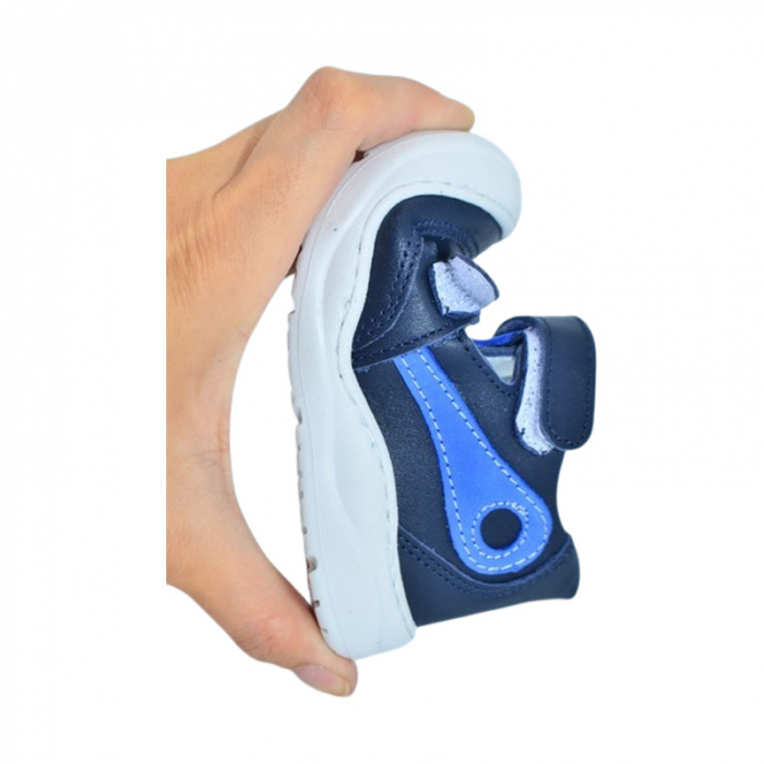Pantofi ortopedici din piele, cu talpa flexibila, pentru baieti Small Foot, SB19A, Albastru inchis [6]