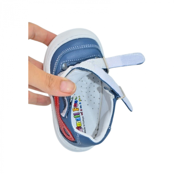 Pantofi ortopedici din piele, cu talpa flexibila, pentru baieti Small Foot, SB20A, Albastru deschis [5]