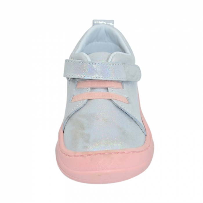 Pantofi ortopedici din piele, cu talpa flexibila, pentru fete Small Foot, SF10A, Argintiu [2]