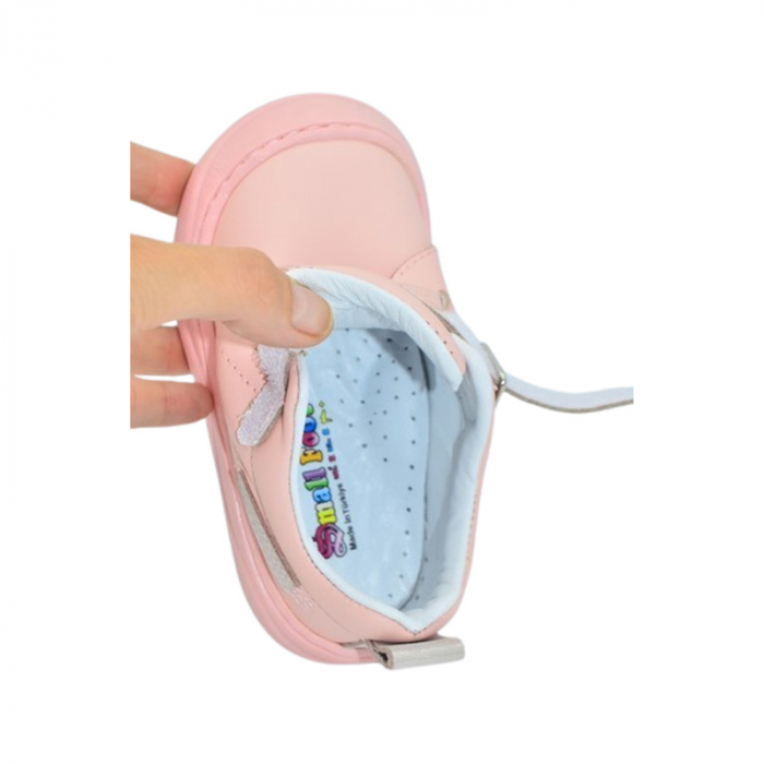 Pantofi ortopedici din piele, cu talpa flexibila, pentru fete Small Foot, SF11R, Roz [5]