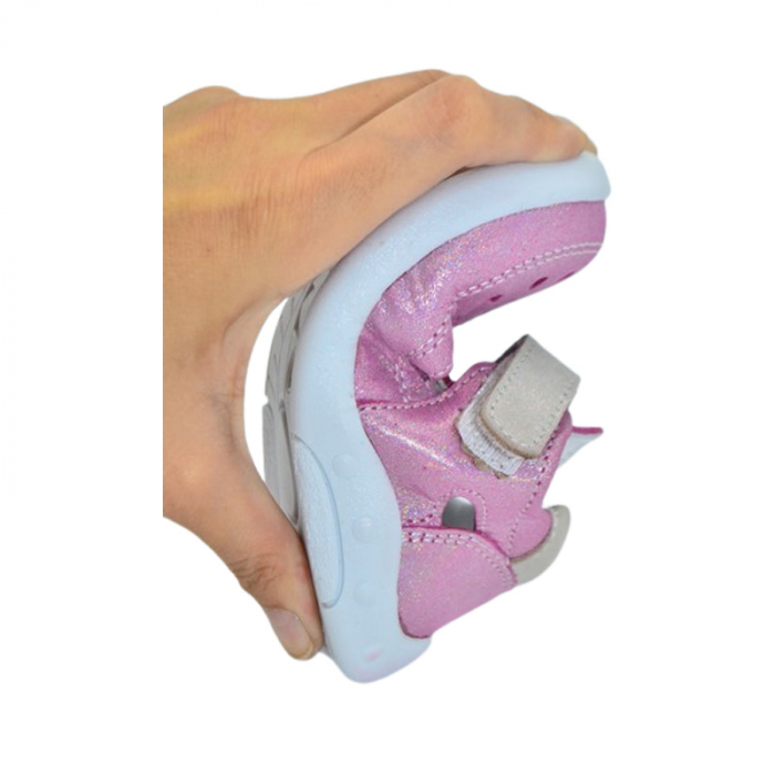 Pantofi ortopedici din piele, cu talpa flexibila, pentru fete Small Foot, SF154F, Fucsia [6]