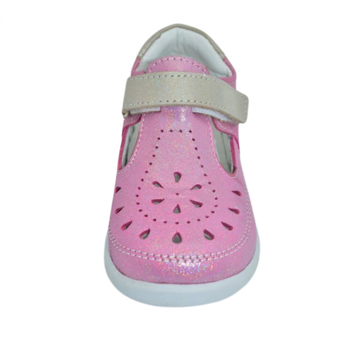 Pantofi ortopedici din piele, cu talpa flexibila, pentru fete Small Foot, SF154F, Fucsia [2]
