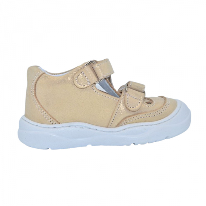 Pantofi ortopedici din piele, cu talpa flexibila, pentru fete Small Foot, SF156A, Auriu [3]