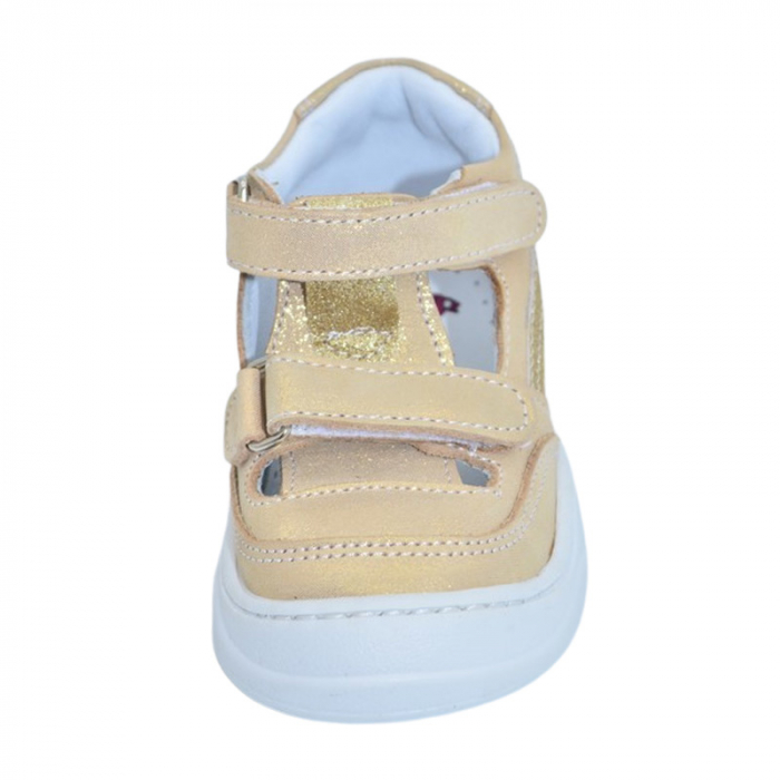 Pantofi ortopedici din piele, cu talpa flexibila, pentru fete Small Foot, SF156A, Auriu [2]