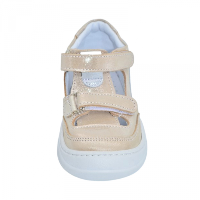 Pantofi ortopedici din piele, cu talpa flexibila, pentru fete Small Foot, SF157A, Auriu [2]