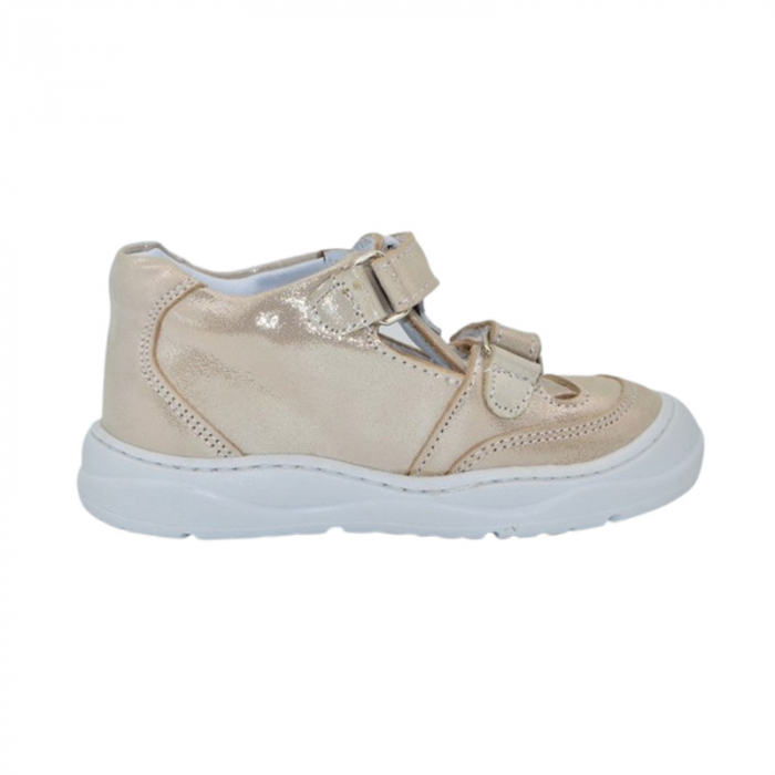 Pantofi ortopedici din piele, cu talpa flexibila, pentru fete Small Foot, SF157A, Auriu [3]