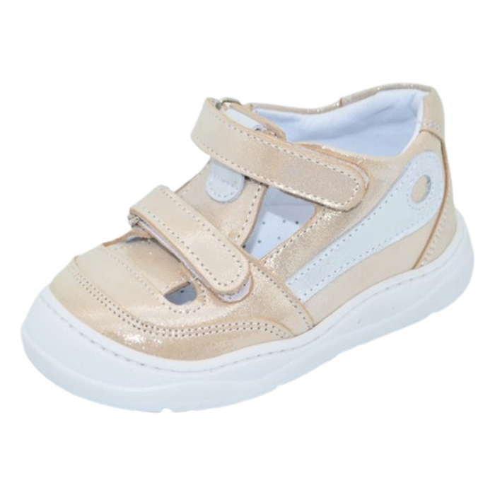 Pantofi ortopedici din piele, cu talpa flexibila, pentru fete Small Foot, SF157A, Auriu [1]
