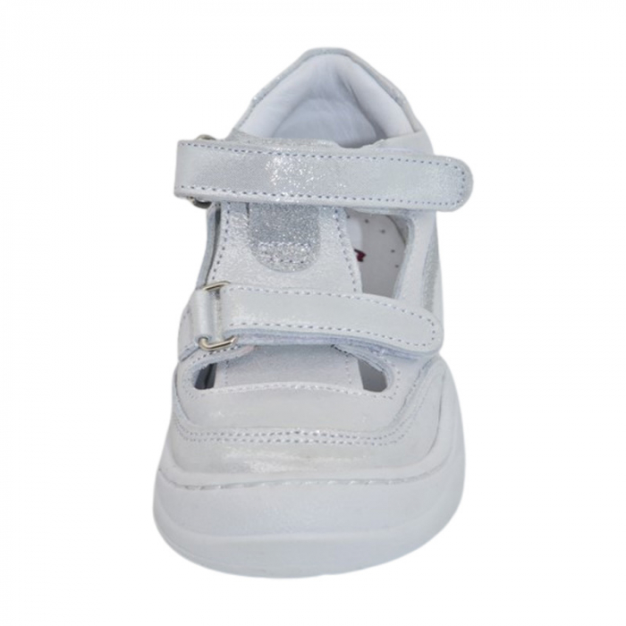Pantofi ortopedici din piele, cu talpa flexibila, pentru fete Small Foot, SF158A, Argintiu [2]