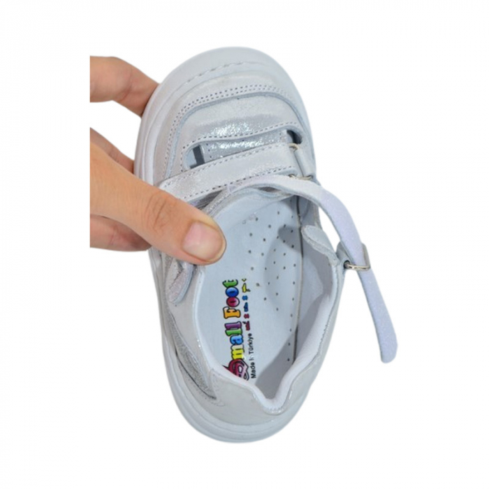 Pantofi ortopedici din piele, cu talpa flexibila, pentru fete Small Foot, SF158A, Argintiu [5]