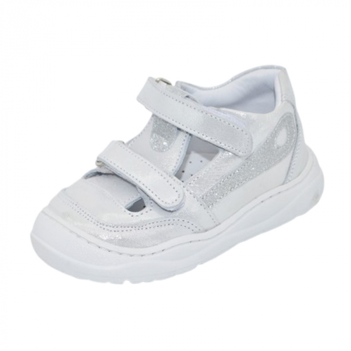 Pantofi ortopedici din piele, cu talpa flexibila, pentru fete Small Foot, SF158A, Argintiu [1]