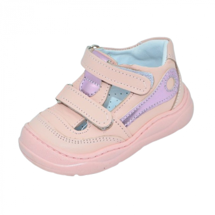 Pantofi ortopedici din piele, cu talpa flexibila, pentru fete Small Foot, SF159R, Roz [1]