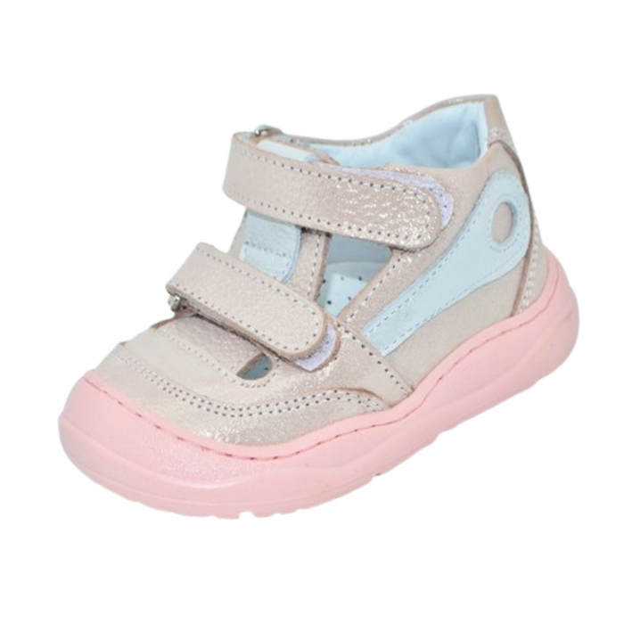 Pantofi ortopedici din piele, cu talpa flexibila, pentru fete Small Foot, SF160R, Roz [1]