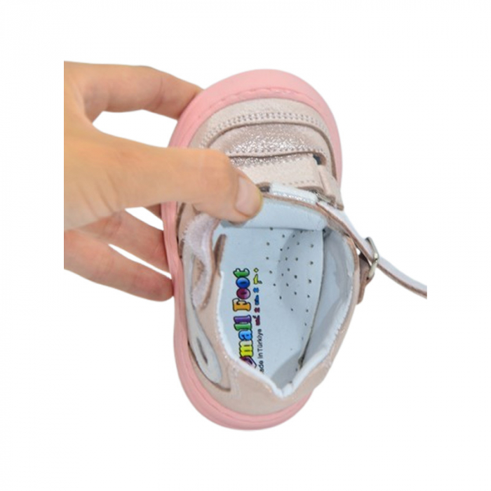 Pantofi ortopedici din piele, cu talpa flexibila, pentru fete Small Foot, SF160R, Roz [5]