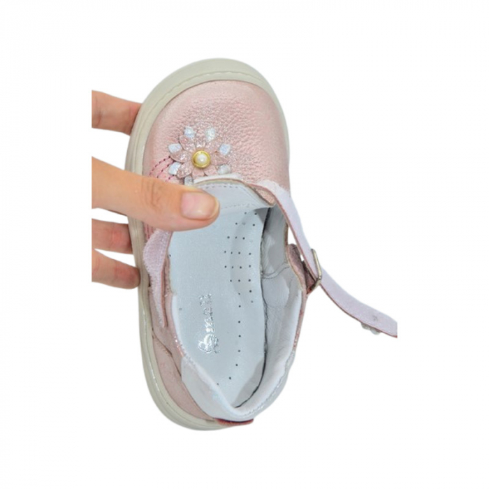 Pantofi ortopedici din piele, cu talpa flexibila, pentru fete Small Foot, SF161R, Roz [5]