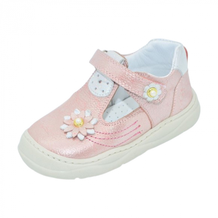 Pantofi ortopedici din piele, cu talpa flexibila, pentru fete Small Foot, SF161R, Roz [1]
