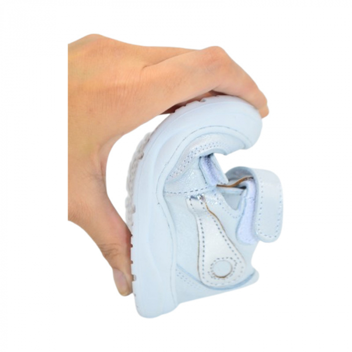 Pantofi ortopedici din piele, cu talpa flexibila, pentru fete Small Foot, SF163A, Argintiu [6]