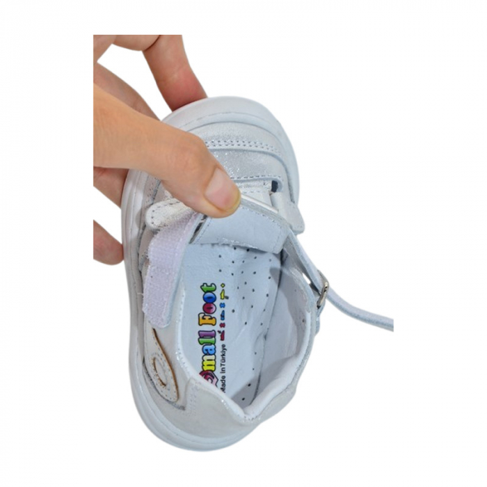Pantofi ortopedici din piele, cu talpa flexibila, pentru fete Small Foot, SF163A, Argintiu [5]