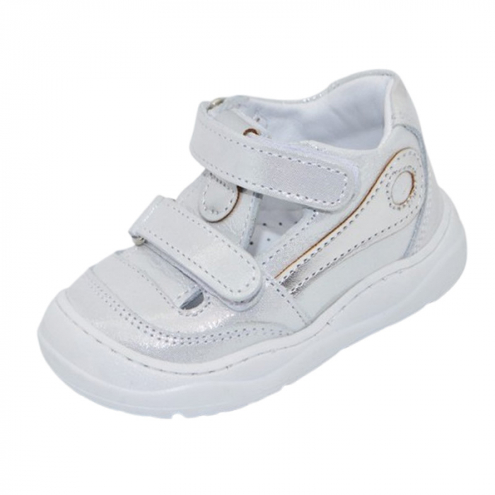 Pantofi ortopedici din piele, cu talpa flexibila, pentru fete Small Foot, SF163A, Argintiu [1]