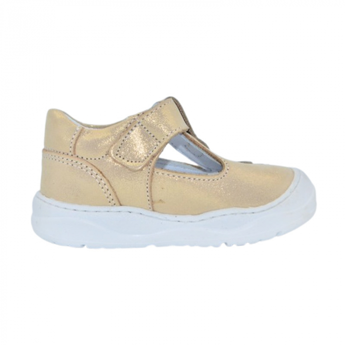 Pantofi ortopedici din piele, cu talpa flexibila, pentru fete Small Foot, SF164A, Auriu [3]