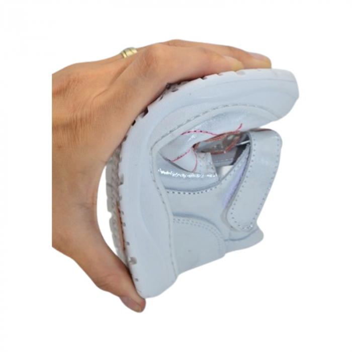 Pantofi ortopedici din piele, cu talpa flexibila, pentru fete Small Foot, SF167A, Argintiu [6]