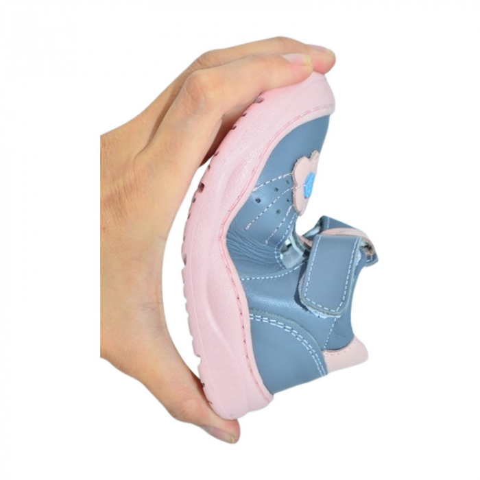 Pantofi ortopedici din piele, cu talpa flexibila, pentru fete Small Foot, SF166R, Roz [6]