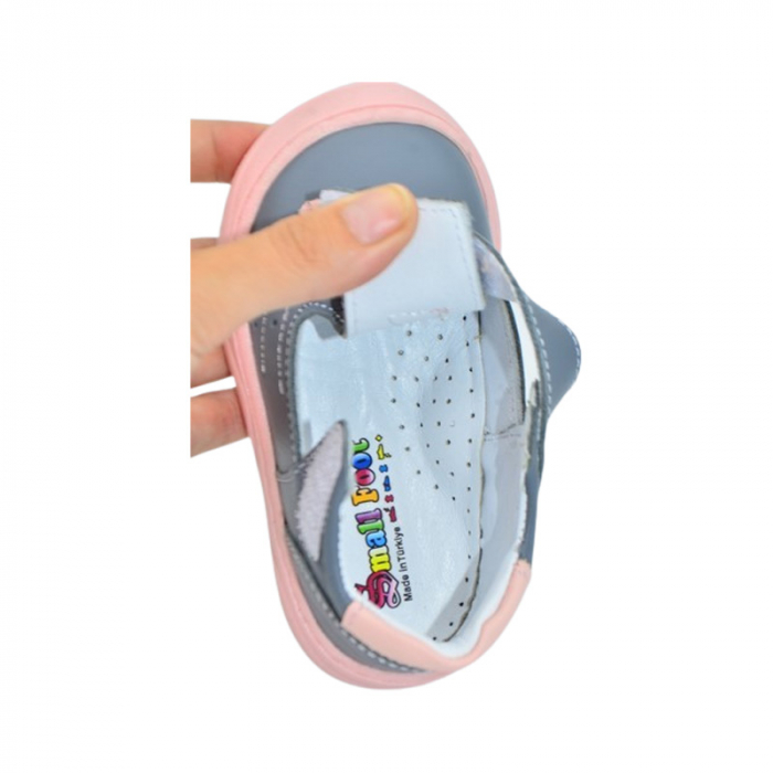 Pantofi ortopedici din piele, cu talpa flexibila, pentru fete Small Foot, SF166R, Roz [5]