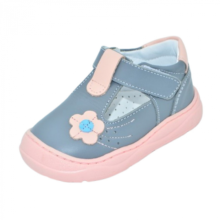 Pantofi ortopedici din piele, cu talpa flexibila, pentru fete Small Foot, SF166R, Roz [1]