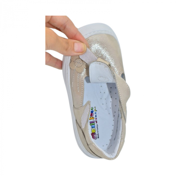 Pantofi ortopedici din piele, cu talpa flexibila, pentru fete Small Foot, SF168A, Auriu [5]