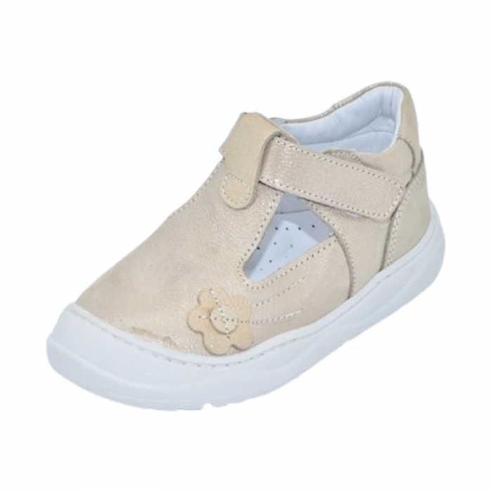 Pantofi ortopedici din piele, cu talpa flexibila, pentru fete Small Foot, SF168A, Auriu [1]