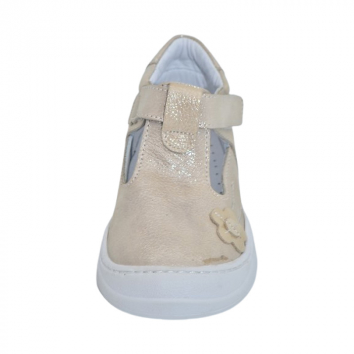 Pantofi ortopedici din piele, cu talpa flexibila, pentru fete Small Foot, SF168A, Auriu [2]