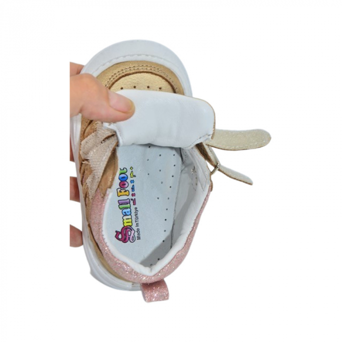 Pantofi ortopedici din piele, cu talpa flexibila, pentru fete Small Foot, SF1908A3, Auriu [5]