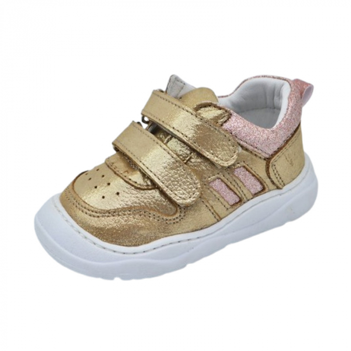 Pantofi ortopedici din piele, cu talpa flexibila, pentru fete Small Foot, SF1908A3, Auriu [1]