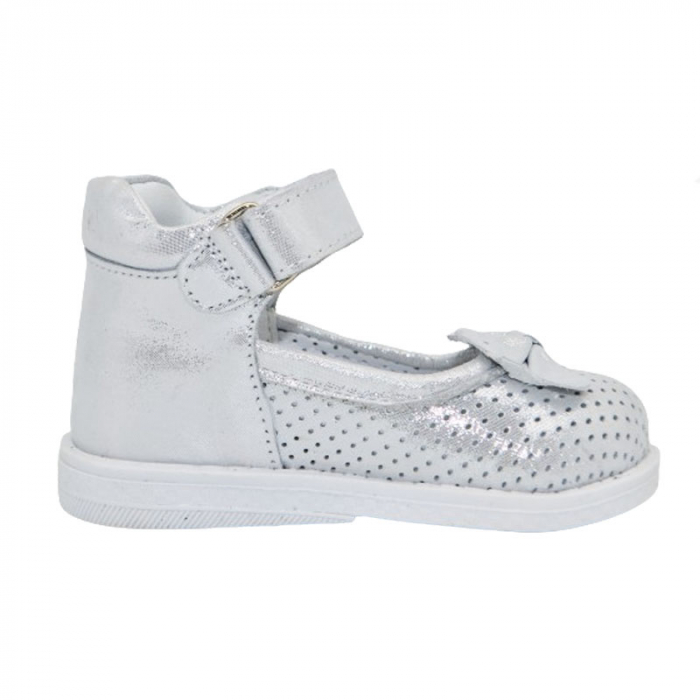 Pantofi ortopedici din piele pentru fete Small Foot PFSF-10, Argintiu [2]
