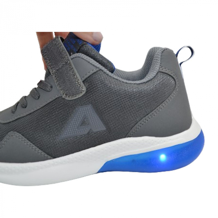 Pantofi sport cu led pentru baieti American Club ES119/23, Gri [5]