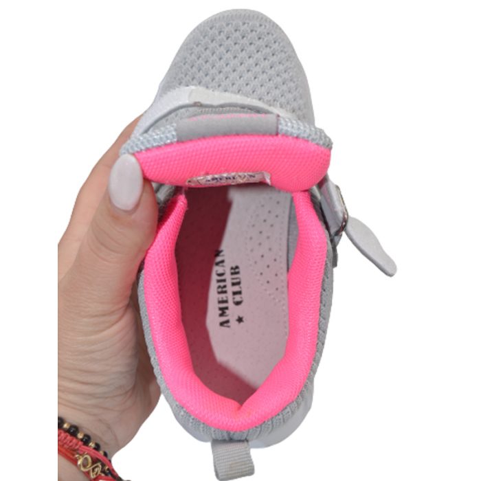 Pantofi sport din panza pentru fete American Club XD70/23G, Gri [5]