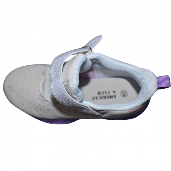 Pantofi sport cu led pentru fete American Club ES135/24, Alb [4]