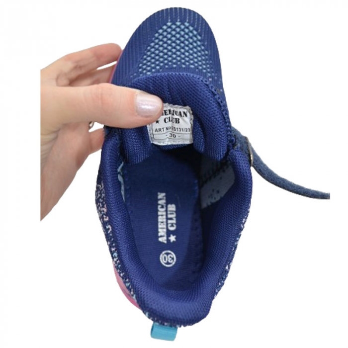 Pantofi sport cu led pentru fete American Club ES131/23, Bleumarin [4]
