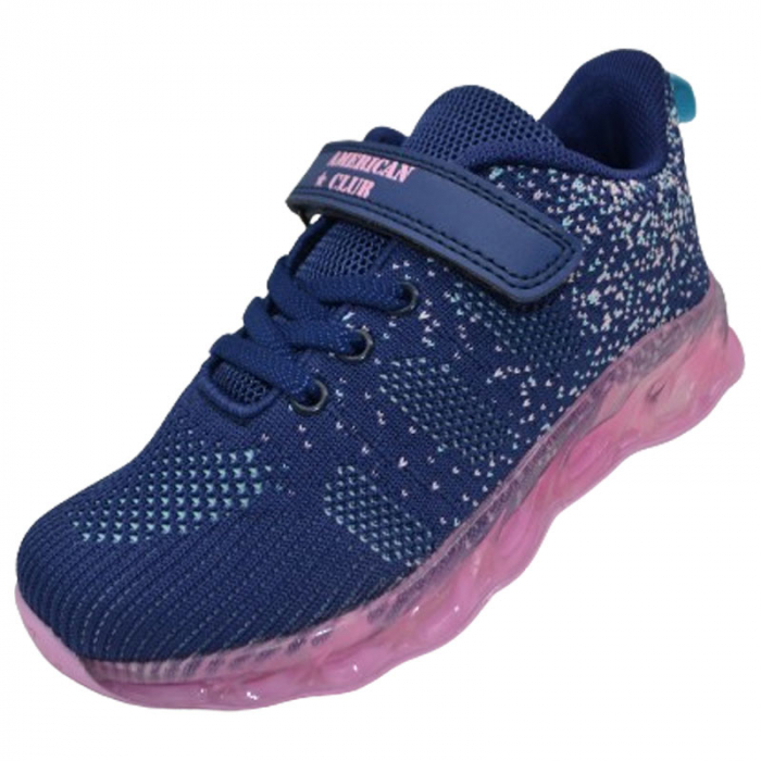Pantofi sport cu led pentru fete American Club ES131/23, Bleumarin [2]