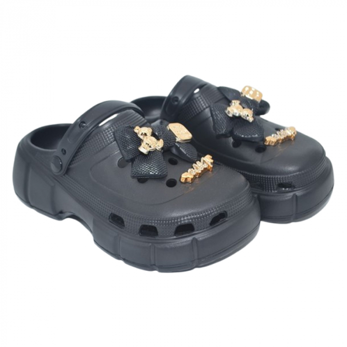 Papuci din spuma EVA, pentru fete, Mini Junior PSF-100625MJN, Negru [2]