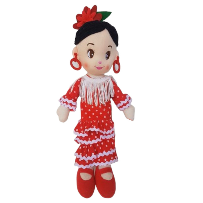 Papusa muzicala ,,Are mama o fetita'', din plus, 35 cm, Mini Junior WJ7207-35-M, Rosu [1]