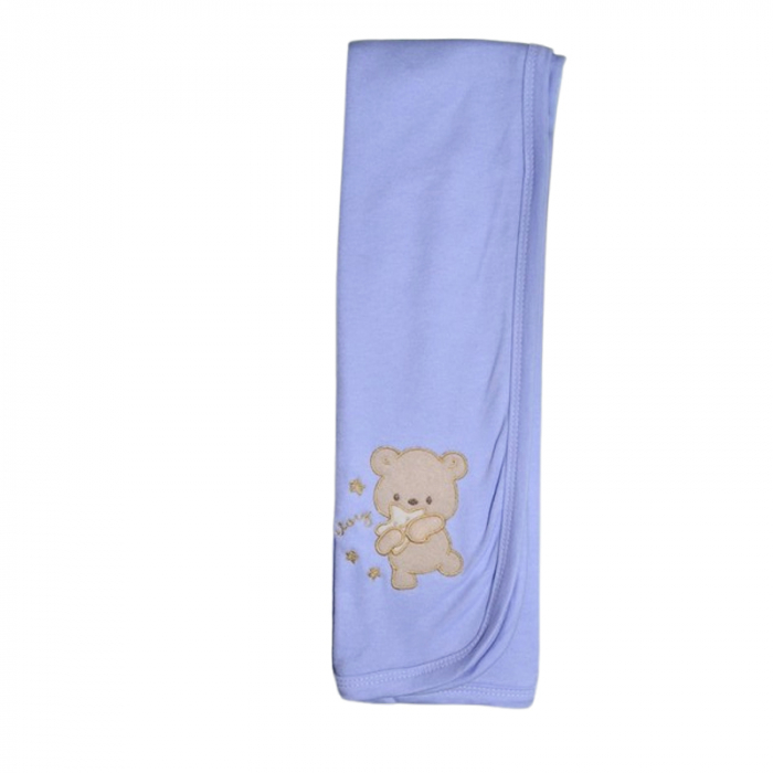 Patura din bumbac 90 x 90 cm, pentru copii, Mini Junior PT0805UA-3, Albastru [1]