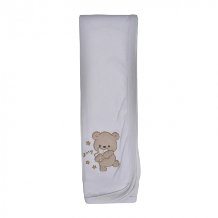 Patura din bumbac 90 x 90 cm, pentru copii, Mini Junior PT0805UA-4, Alb [1]