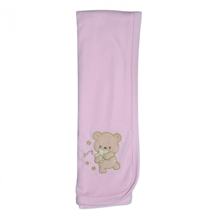 Patura din bumbac 90 x 90 cm, pentru copii, Mini Junior PT0805UR, Roz [1]