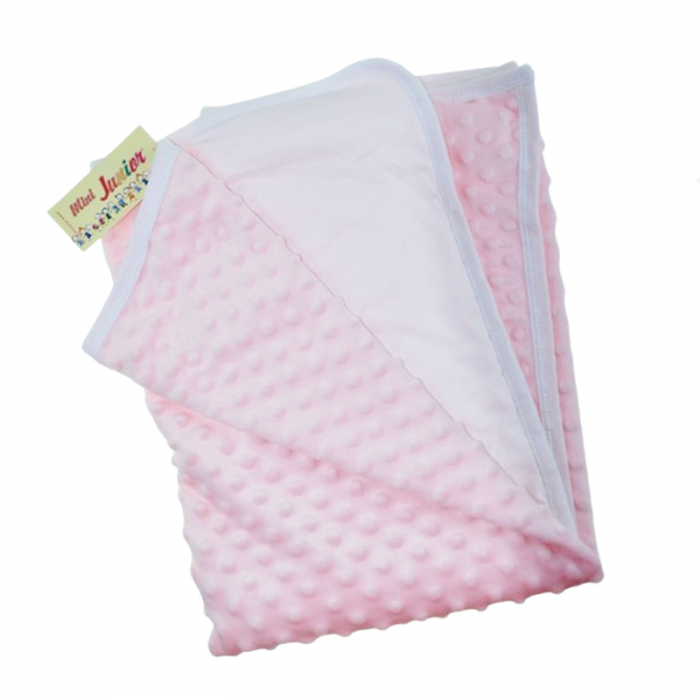 Patura din bumbac pentru copii 2 straturi 80 x 80 cm Mini Junior PBBMJ-08, Roz [3]