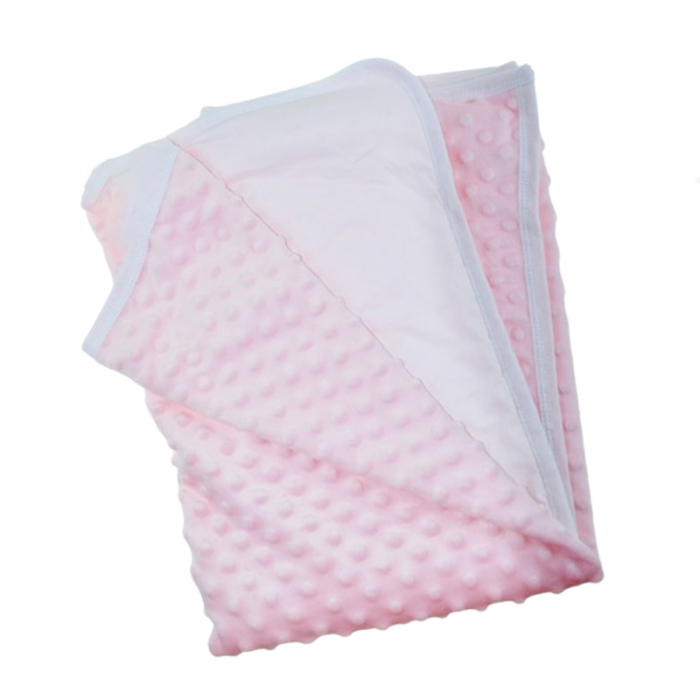 Patura din bumbac pentru copii 2 straturi 80 x 80 cm Mini Junior PBBMJ-08, Roz [1]