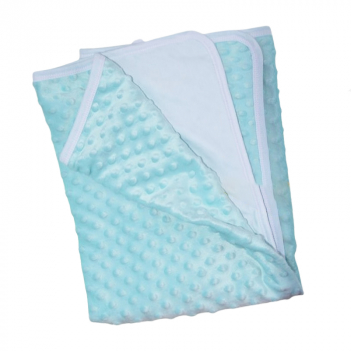 Patura din bumbac pentru copii 2 straturi 80 x 80 cm Mini Junior PBBMJ-09, Turcoaz [1]