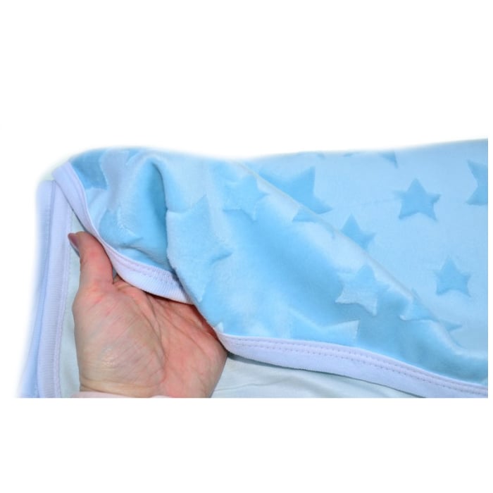 Patura din bumbac si catifea, cu 2 straturi, 80 x 80 cm, pentru fete, Mini Junior PT1511A, Albastru [3]