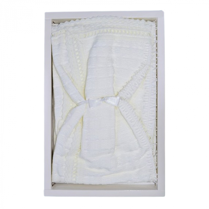 Patura 100 x 90 cm, pentru bebelusi, Mini Junior PT1489, Crem [3]
