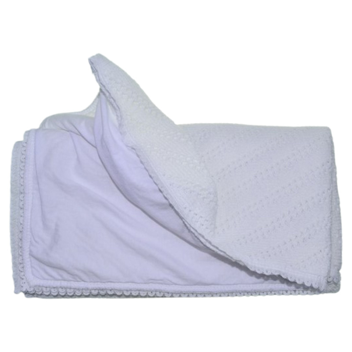 Patura din bumbac si acril, cu 2 straturi, 75 x 75 cm pentru bebelusi, Mini Junior PPB2A, Alb [2]